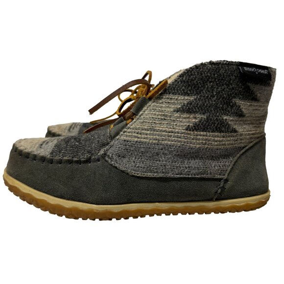 Minnetonka Torrey Lace Up Bootie Womens 8 M Leather Wool Blend Faux Fur Lining - Picture 3 of 16